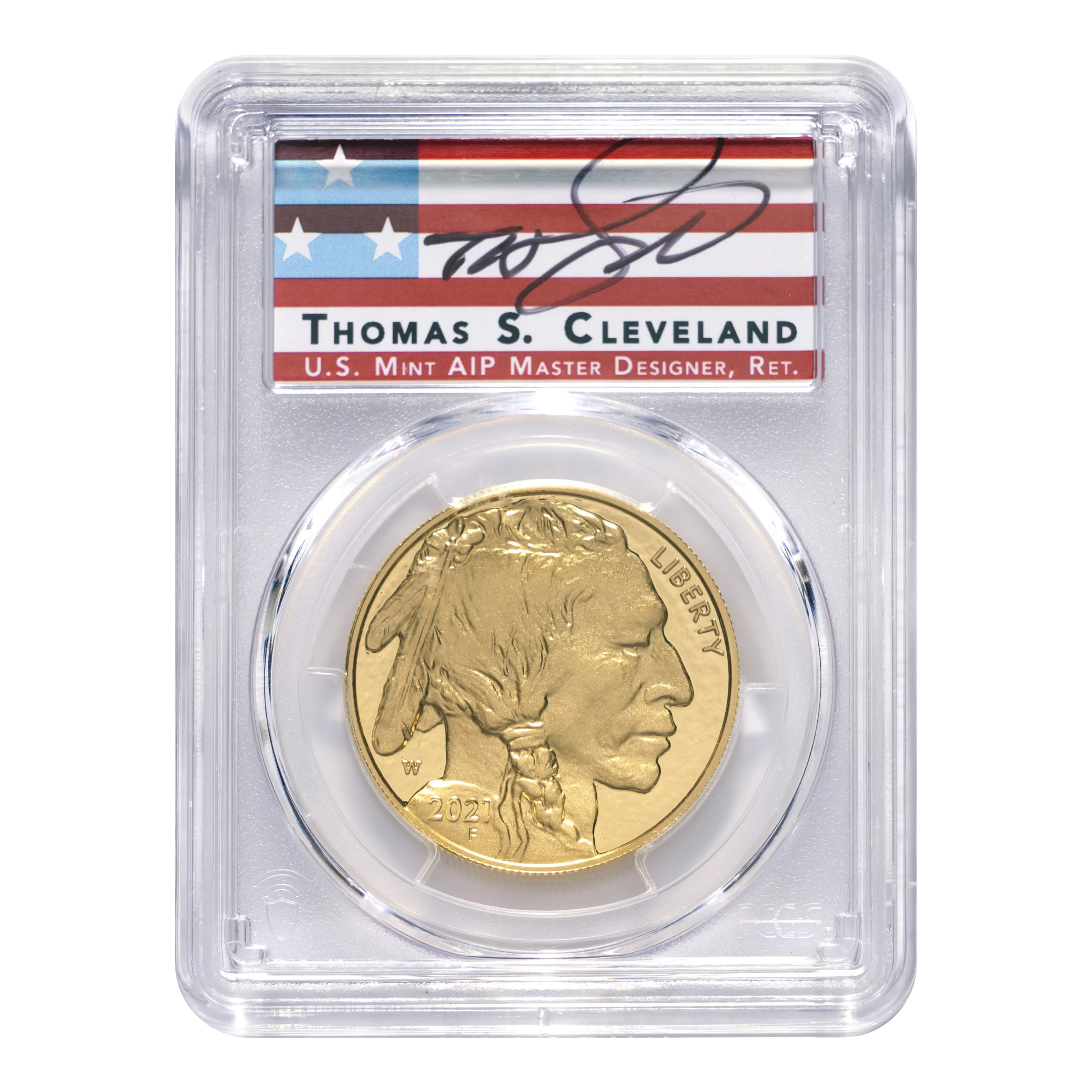 2021 W $50 Gold Buffalo Proof 70 First Day of Issue Graded by PCGS Hand Signed by Thomas Cleveland