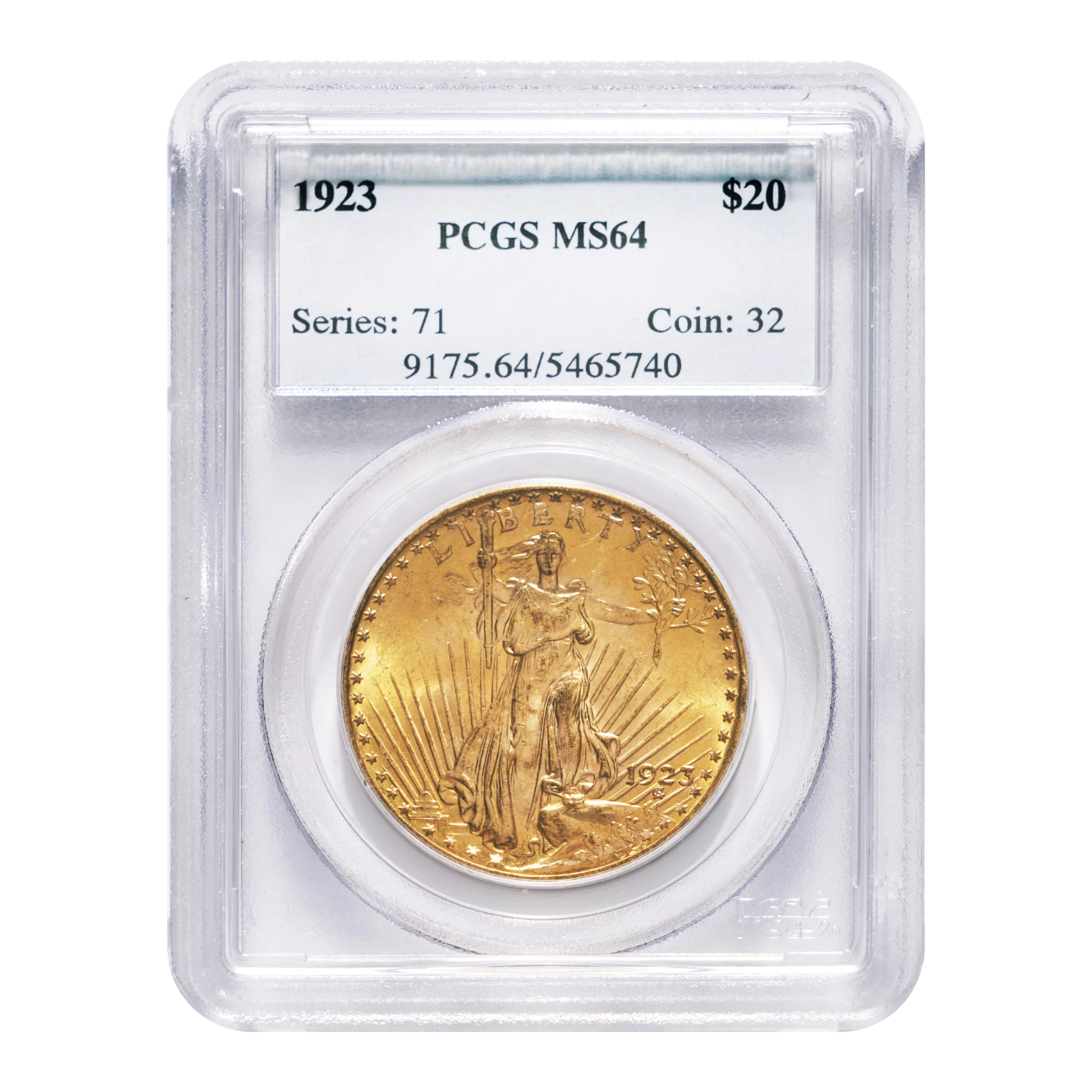 1923 $20 Saint Gauden Double Eagle MS 64 PCGS