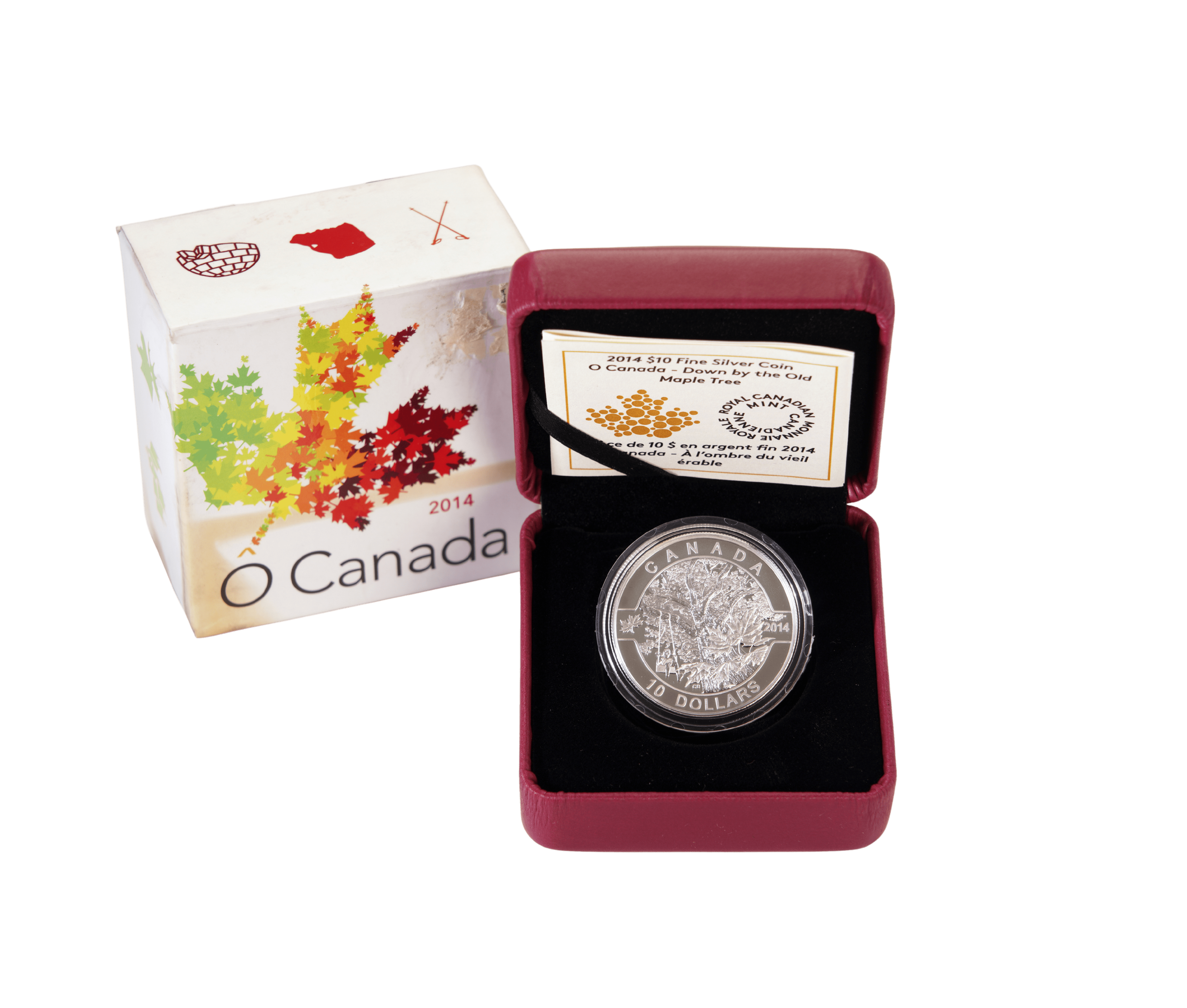 2014 $10 Fine Silver Canadian Coin O Canada Down by the Maple Tree