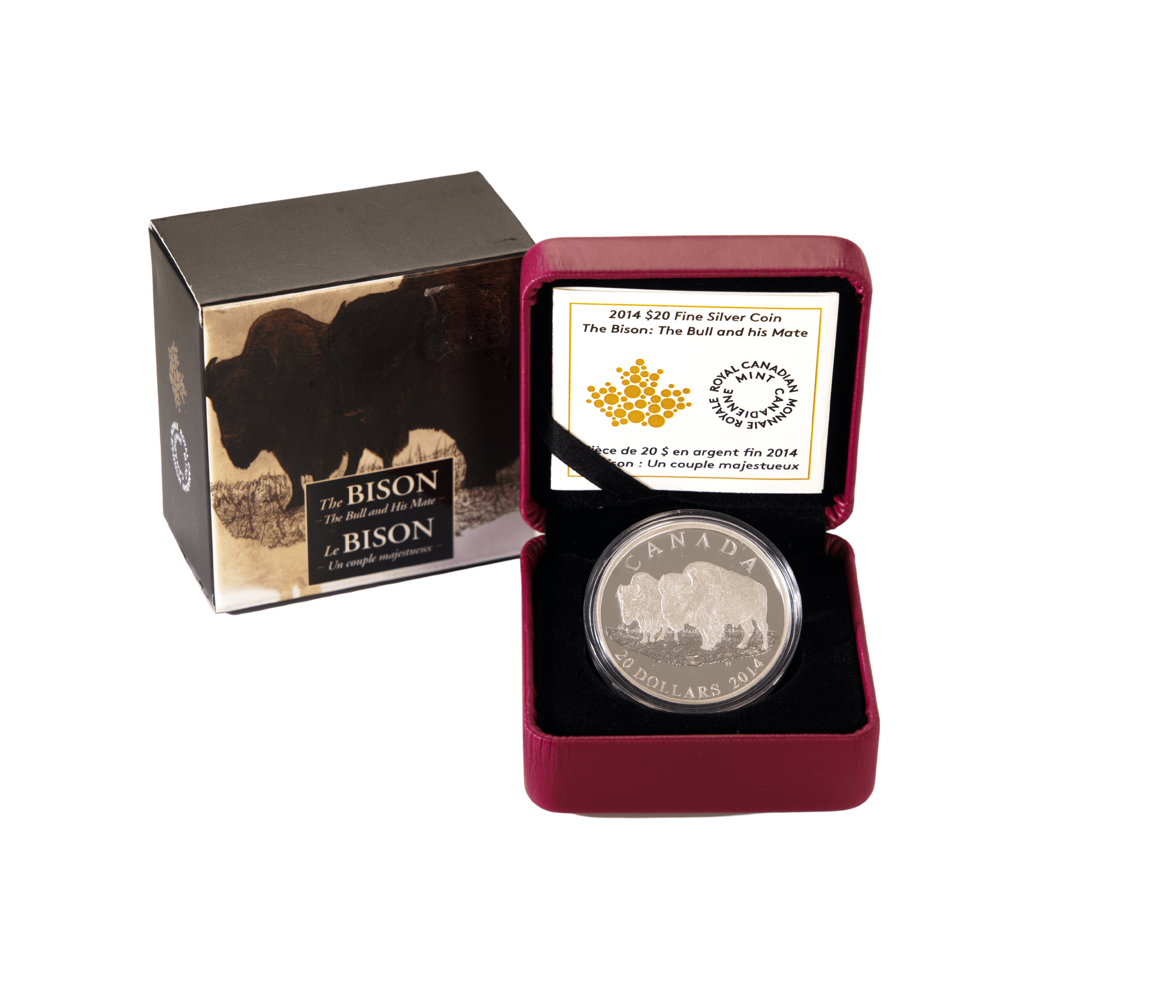 2014 $20 Fine Silver Canadian Coin The Bison and His Mate